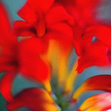 Vibrant red flowers with subtle yellow hues and blurred background.